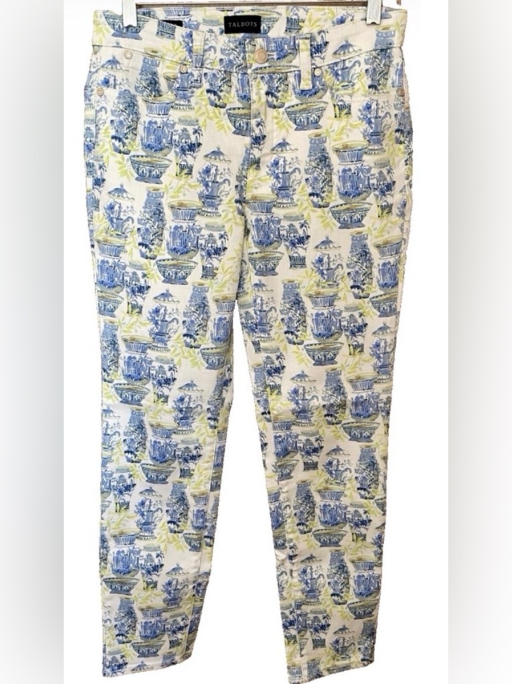 TALBOTS Toile Chinoiserie Print SLIM ANKLE JEAN Size 2